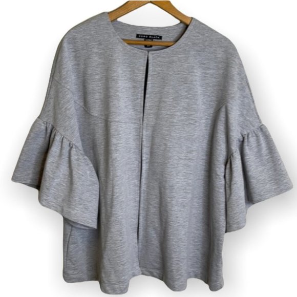 Gray Cardigan with Flared Sleeves - Picture 1 of 9